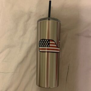 NWT vineyard vines silver lidded drinkware 22oz straw stainless steel